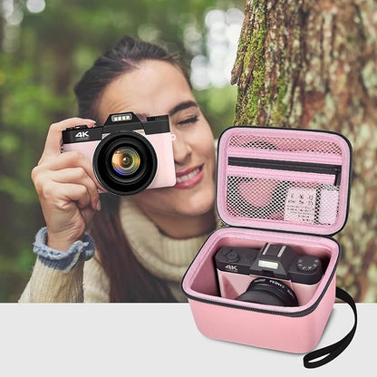 Vlogging Camera Case Compatible with for Duluvulu/for VJIANGER/for JGIPL/for TEBNGIHNM 4K Digital Cameras for Youtube. Vlog Camera Carrying Storage for Lens, Cable and Other Accessories - Pink