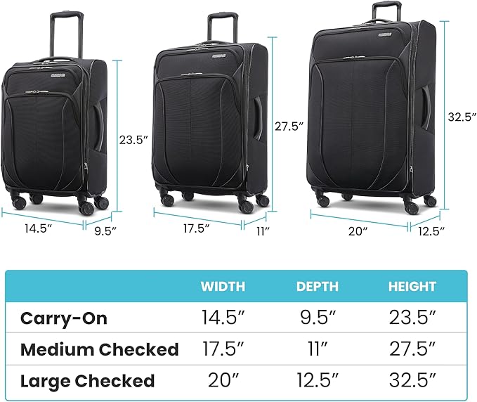 American Tourister 4 KIX 2.0 Expandable Softside Luggage with Spinner Wheels, 2PC SET (20/28), Purple Orchid