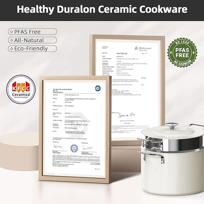 Nuwave Lux 13pc Forged Lightweight Cookware Set PFAS Free, Healthy G10 Duralon Ceramic Coating, Ultra Non-Stick, Stay-Cool Handles, Works on All Cooktops & Induction Ready