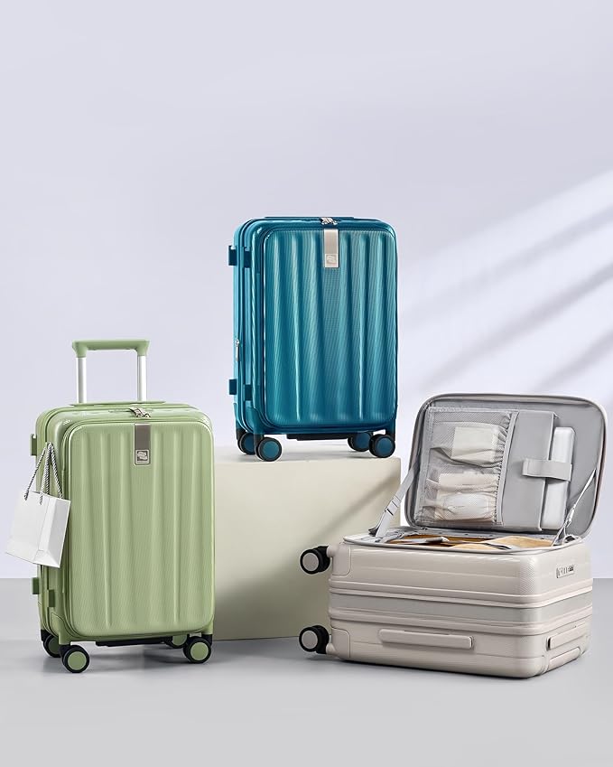 Hanke 26 Inch Expandable Luggage Top Opening Checked Bag Luggage Hard Shell Suitcases with Wheels Lightweight Travel Luggage Heavy Duty Luggage Suitcase with Lock for Woman Men-Caribbean Blue