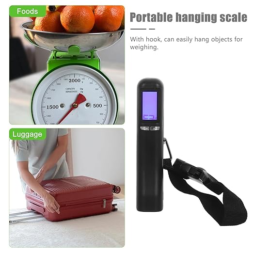 BESPORTBLE Digital Luggage Weighing Device for Suitcase with Strong Strap, Handheld Travel Essential Baggage Weight Indicator Up to 50Kg/110Lb with Backlit LCD Display for Airport and Home