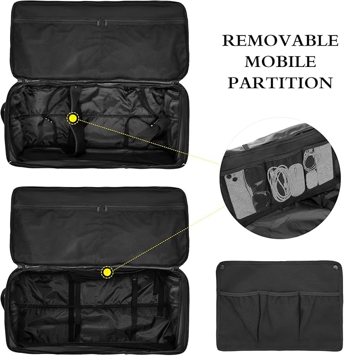 Extra Large Rolling Travel Duffle Bag with Wheels Shoes Compartment Wet Pocket 85-100L Big Expandable Duffel Bag for Men Women Heavy Duty Foldable Collapsible Luggage Camping, Black