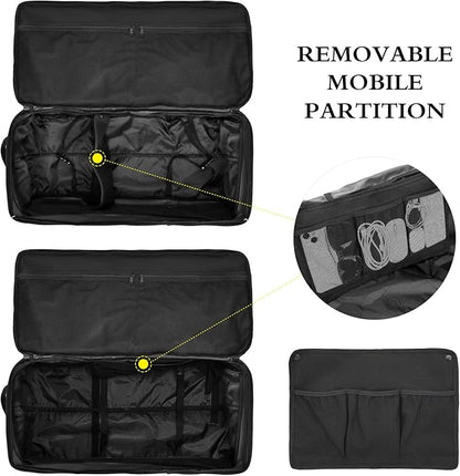 Extra Large Rolling Travel Duffle Bag with Wheels Shoes Compartment Wet Pocket 85-100L Big Expandable Duffel Bag for Men Women Heavy Duty Foldable Collapsible Luggage Camping, Black