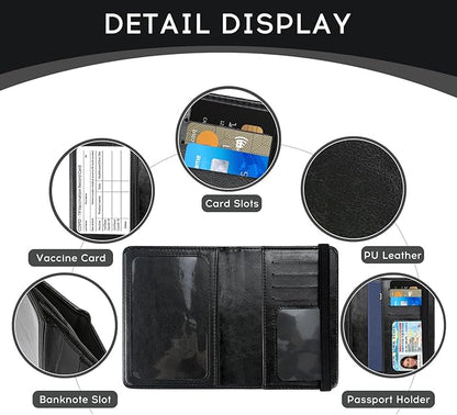 ILIYAH-Passport Cover-Passport Holder for Travel Women/Men Passport Wallet Case Travel Accessories Card Holder Wallet Unisex Travel Gifts(Black US)