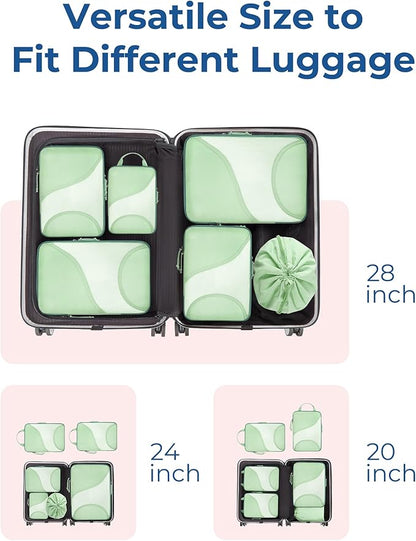 BAGSMART Compression Packing Cubes - 6 Set Travel Packing Cubes for Suitcases, Compression Suitcase Organizers with Shoe Bag