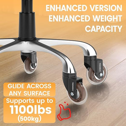 Upgraded,3 Inch Office Desk Chair Wheels Replacement, Computer Gaming Casters for Carpet, Stem 7/16-7/8 Set of 5 for Furniture Hardwood Hard Floors Chair Castors Tile Smooth Safe Quiet Rolling 1100 LB