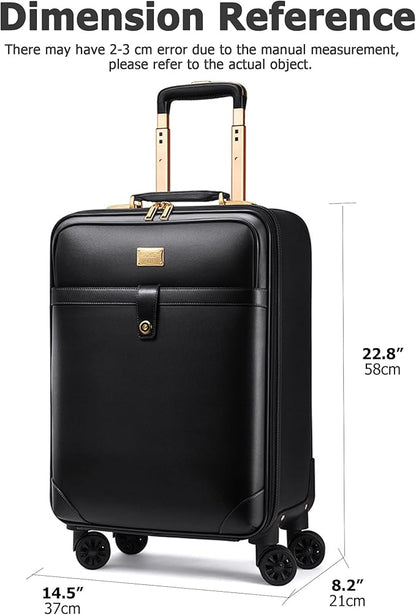 feilario 2Pcs Leather Business Spinner Wheel Luggage Waterproof Carry-On Suitcase with TSA Lock - Capacity 36-55L