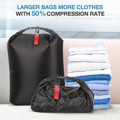 Travel Vacuum Compression Storage Bags, 2 Pcs 25L Dry Bags for Suitcase Luggage Packing Seal, Carry on for Space Save