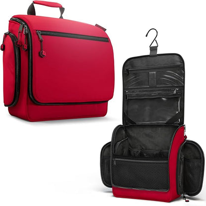 VENTURE 4TH Hanging Travel Toiletry Bag for Women & Men – Large Toiletry Organizer with 18 Compartments, Removable TSA Pouch, Travel Wash Bag for Toiletries, Makeup & Shaving Kit (Red)