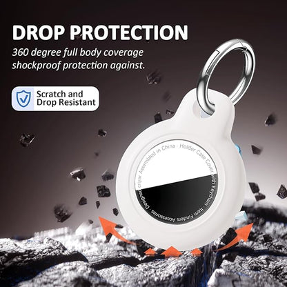 [4 Pack] Waterproof for Airtag Holder Keychain with Full Wrap Design, Hard PC for Air Tag Case, Scratchproof for Airtags for GPS Item Finder Tracker Luggage, Bag,Key-Black/Black/White/White