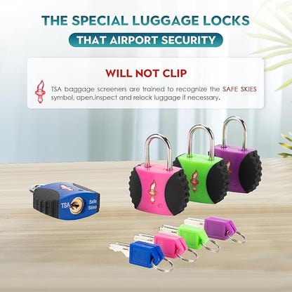 4 Pack Keyed Alike TSA Luggage Locks with PPR/ABS Body for Suitcase Backpack Carry-On Travel Accessories