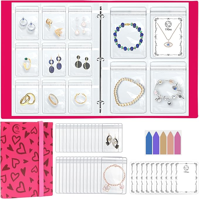 Large Transparent Jewelry Storage Book with 300 Pockets and 50 Jewelry Pouches,Travel Jewelry Organizer and Storage,Jewelry Binder Organizer for Earring,Bracelet,Necklace