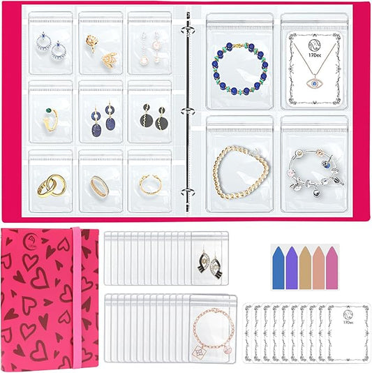 Large Transparent Jewelry Storage Book with 300 Pockets and 50 Jewelry Pouches,Travel Jewelry Organizer and Storage,Jewelry Binder Organizer for Earring,Bracelet,Necklace