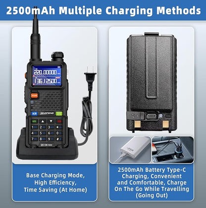 BAOFENG UV-10R MAX Ham Radio Handheld 10W Long Range Tactical NOAA Weather Rechargeable Radios Walkie Talkies with 2500mAh Battery,Type-C Charging for Adults,Survival Gear,Men Birthday Gifts,2 Pack