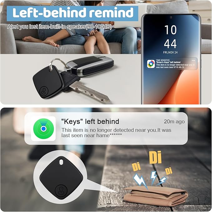 Air Tracker Tags for Android or iOS, 4 Pack Dual System Android Smart Tracker Tags Compatible with iOS Find My or Google Find Hub App, Bluetooth Tracker Key Locator with Sound for Luggage, Bags,Wallet