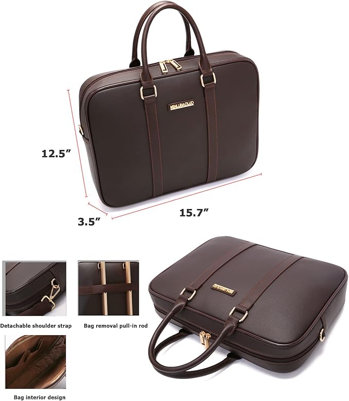 feilario 2Pcs Leather Business Spinner Wheel Luggage Waterproof Carry-On Suitcase with TSA Lock - Capacity 36-55L