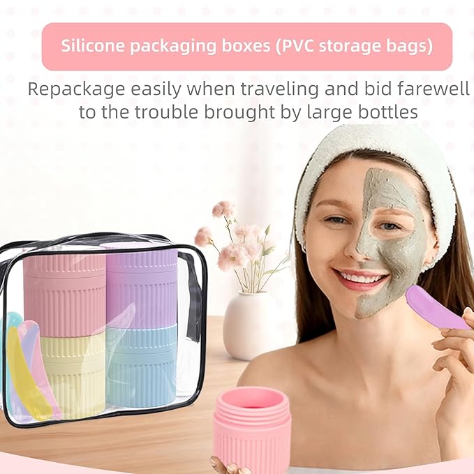 Pack of 4 Travel Bottles, Silicone Refillable Portable Container for Easy Transport in Luggage Bags and Carry Ons Travel Esse