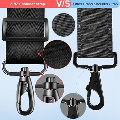 ZINZ Bag Shoulder Strap 78" with Ultra Cushion Breathable Pad,Durable Strap with Double Adjustable Buckles and Metal Hooks for D-ring Bags,Ideal for Individuals 5'11"and Taller,Black