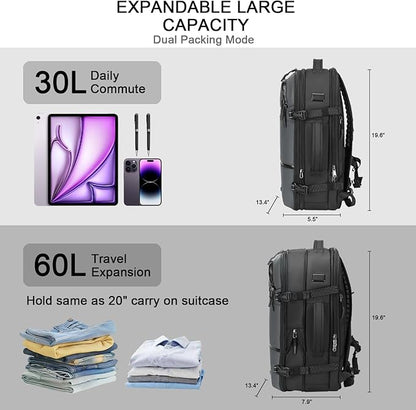 SOAEON Vacuum Backpack with Pump,Waterproof Underseat Carry on Bag with Vacuum Seal Compression Backpack for Airplane