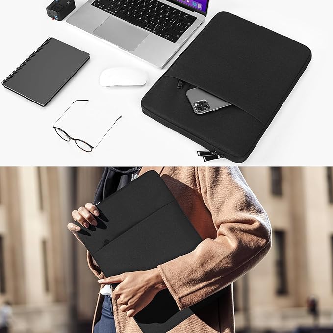Laptop Sleeve Case for MacBook Air 13 inch M2 M3 M4 A3240 2025-2022, Compatible with MacBook Pro 14 inch M5 M4 M3 M2 M1 Pro/Max A2918 A2992 A2779 A2442 Water Resistant Computer Carry Bag-Black