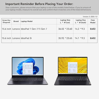 Smatree 15.6 inch Laptop Sleeve for Lenovo IdeaPad 1/1i Gen 7, for IdeaPad 3i Laptop Bag with Accessory Pocket, YKK Zipper, Patented Shockproof Design (E602)