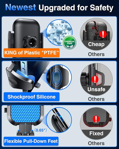 VANMASS [Pro Version] Universal Car Phone Mount [Super Suction Cup] Dashboard Phone Holder, Handsfree Windshield Dash Vent Phone Holder Car, Compatible for iPhone 17 16 15 14 Samsung LG & Truck,Blue