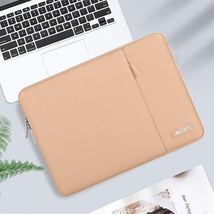 MOSISO Laptop Case 13.3 inch, 13-13.3 inch Laptop Sleeve Compatible with MacBook Air/Pro 13/Pro 14 M5 M4 M3 M2 M1, HP Dell ASUS Lenovo,Polyester Vertical Computer Sleeve Bag with Pocket, Peach Fuzz
