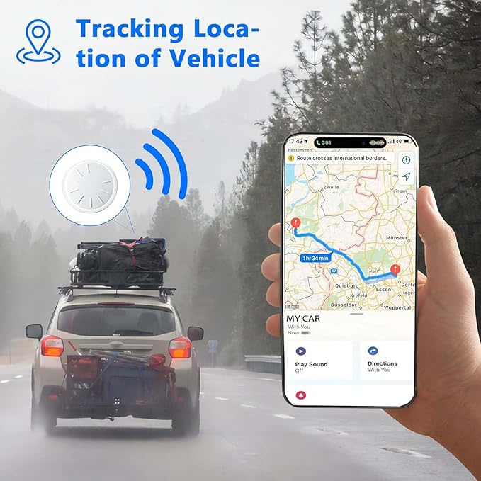 GPS Tracking Devices, 1PCS Tracker Device for Vehicles Work with Find My (iOS Only), Car Tracker Device Hidden with Magnetic Case, No Monthly Fee GPS Tracker for Vehicles (White)