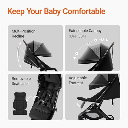 MAMAZING Lightweight Baby Travel Stroller with Carbon Fiber Frame, Compact & Airplane-Friendly, One-Handed Folding Design, 11.6 lbs, Perfect for Toddlers, Organizer & Cushion Included, Jet