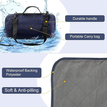 Tranqun 4 Pcs Large Outdoor Blanket 78'' x 55'' Quilted Windproof Waterproof Fleece Sandproof Stadium Foldable Warm Blanket for Camping Picnic Sporting Events Cold Weather (Classic Color)