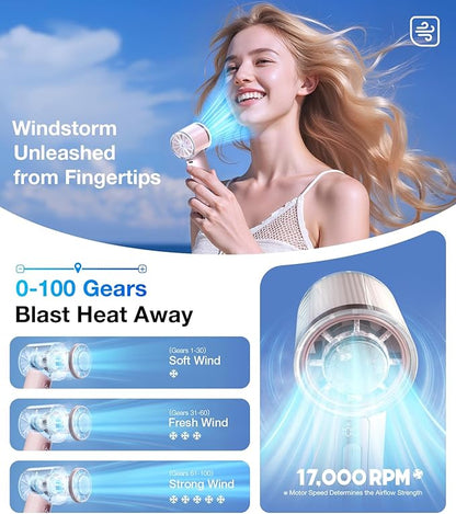 TORRAS COOLiFY iva Handheld Fan with Ice Cooler, [Chill by 50F] 0-100 Speed, Super Mini Powerful Portable Fan, 5000mAh Rechargeable Hand Held, Travel Essentials, Gifts for Dad Husband, Pink