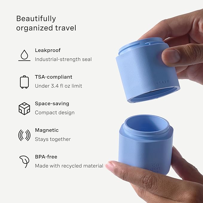 Cadence Extender - Add On to Any Flex Magnetic Containers with Lids,Extension to Travel Bottles for Toiletries - Carry On Travel Essentials For Women/Men - Adds Additional 1.43 fl oz - 3pk, Pacifiic