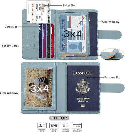 Melsbrinna Rfid Passport Holder for Travel women/Men, Cute Passport Wallet Rfid Blocking Card Slots, Rfid Passport Cover/CaseTravel Wallet, Passport Book Holder (1, Green2)
