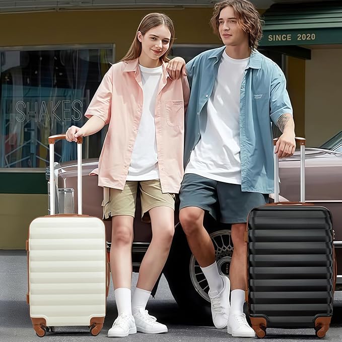 Luggage Sets 2 Piece, 20 Inch 28 Inch ABS Hardshell Suitcase Set with Spinner Wheels, Carry On and Checked Luggage for Women and 6 Piece Travel Organize Bags