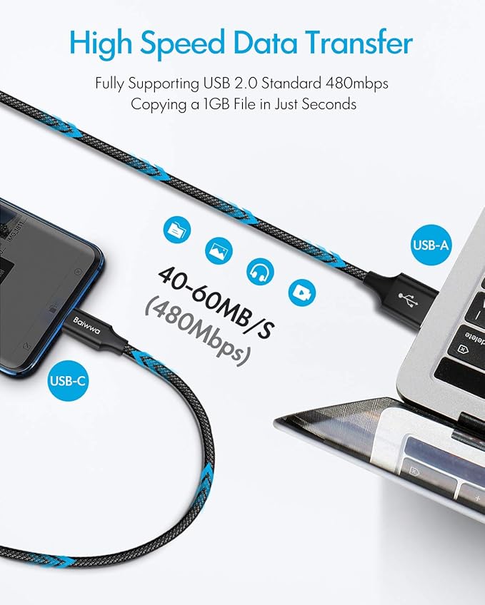 USB Type C Cable 10ft, Long USB C to USB A Cable Type C Fast Charger Cord for iPhone 17 16 15 Pro Max, Samsung Galaxy S25 S24 S23 S22, Pixel and More