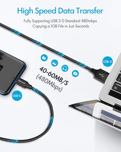 USB Type C Cable 10ft, Long USB C to USB A Cable Type C Fast Charger Cord for iPhone 17 16 15 Pro Max, Samsung Galaxy S25 S24 S23 S22, Pixel and More