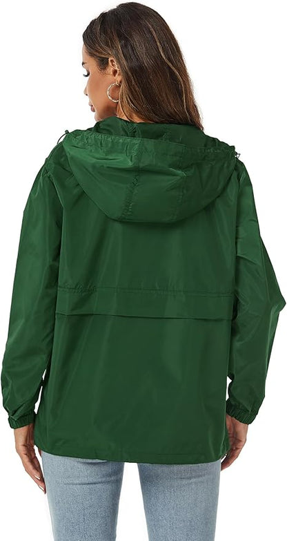 Avoogue Womens Rain Jacket with Hood,Pullover,Packable,Lightweight,Windbreaker,Waterproof,Breathable.