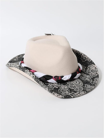 WDIRARA Women's Cowboy Hat Cow Print Western Cowgirl Hats Travel Vacation