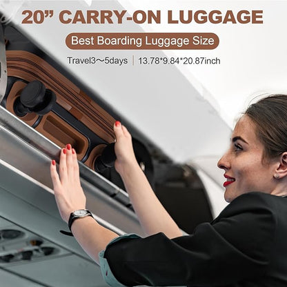 OUZZO 20 Inch Carry On Luggage, 22x14x9 Airline Approved,PC Hardshell Expandable Suitcases with Spinner Wheels TSA Lock, Lightweight Travel Luggage for Business Trip & Weekend Getaway