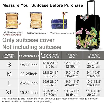 Tropical Flamingo Luggage Cover, Washable Suitcase Protector with Palm Leaves Print Anti-scratch Durable for 18",20",22" Bag