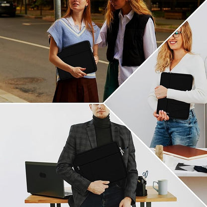 Laptop Sleeve Case 15.6 inch, Shockproof Protective Carrying Briefcase Computer Bag with Zippered Pocket, Slim Traveling Laptop Cover Compatible for HP, Dell, Asus, Lenovo, Notebook, Black