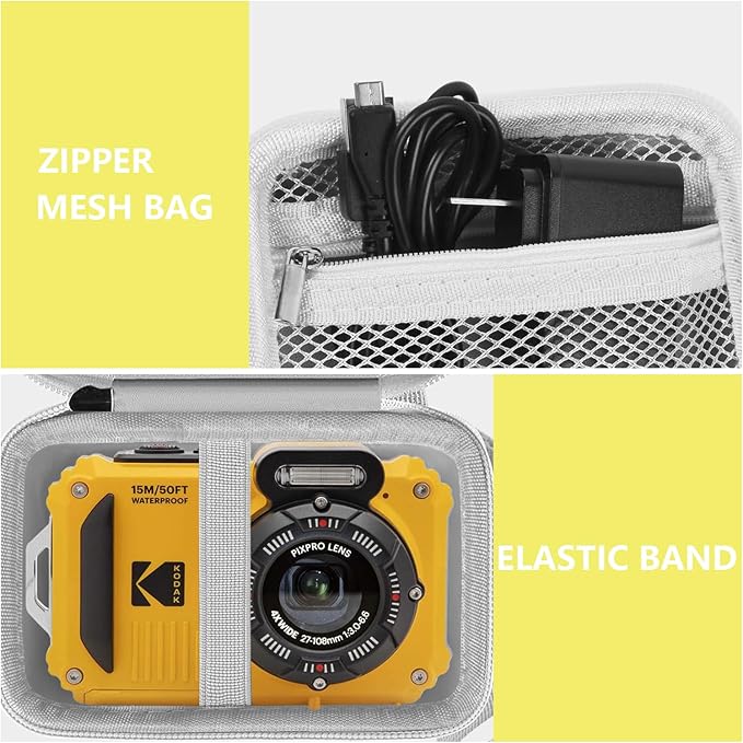 Leayjeen Camera Case Compatible with Kodak PIXPRO WPZ2 Rugged Waterproof Digital Camera,Underwater 1080P Full HD Photography Camera Case-Yellow(Case Only)