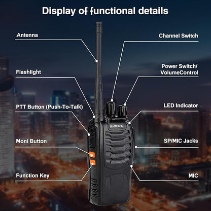Baofeng Walkie Talkies 888S Rechargeable Long Range with Earpieces for Adults, 16 Channel Professional Radio Handheld Two Way Radios Li-ion Battery and Charger Included (12pack with 12earpiece)