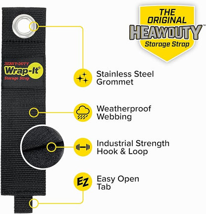 Heavy-Duty Wrap-It Storage Straps, 17-inch (6 Pack) - Extension Cord Organizer, Storage, Cord Straps, Cable Straps for Hoses, Rope, RV, Workshop, Boat, Tools, and Garage Wall Storage and Organization
