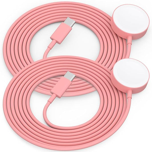 2Pack USB C for Watch Charger Magnetic Charger Wireless Portable Compatible with Watch Ultra2 Ultra Series 10/9/8/7/6/SE/SE2/5/4/3/2/1-[1m/Pink]