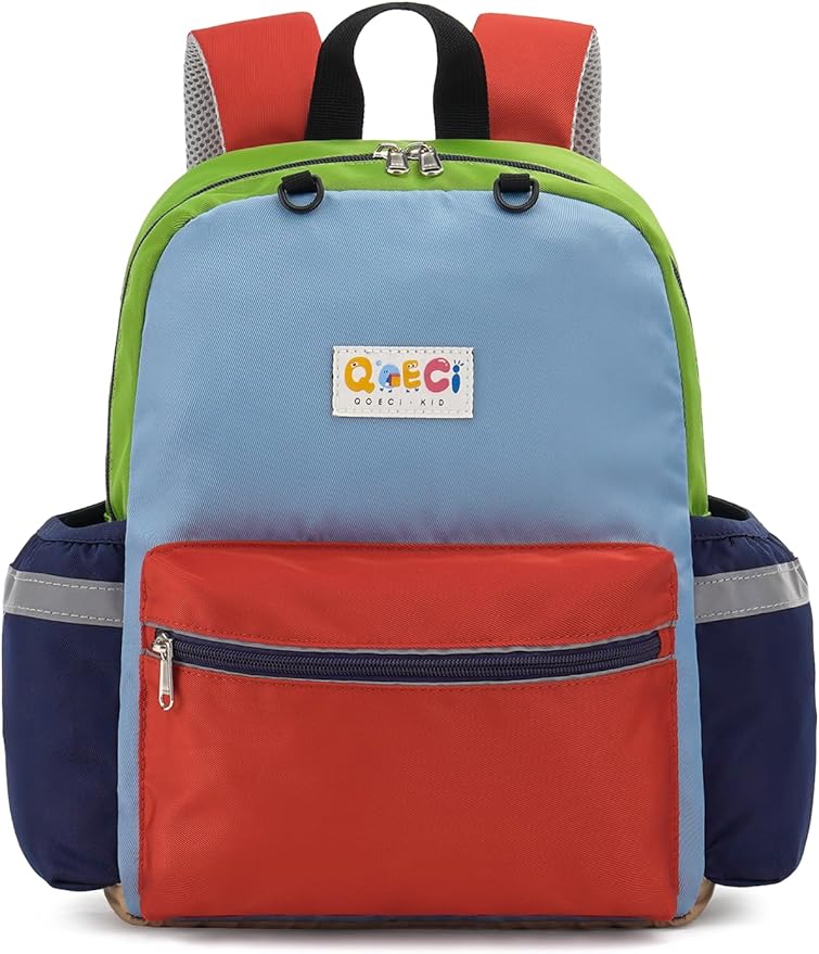 Kids Backpack for Boys Girls, Toddler Backpack for Preschool Kindergarten, 15inch Elementary School Bookbag with Reflective for Ages 6-8, Orange&Red