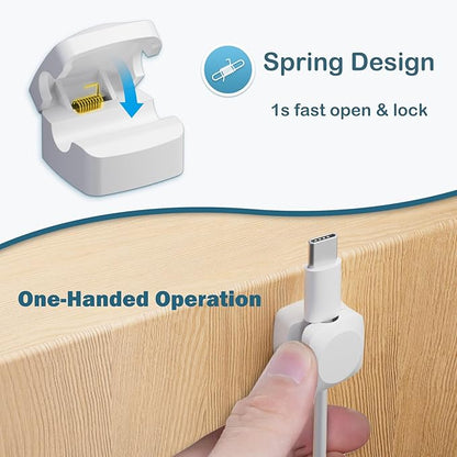 8 Pack Cord Organizer Holder, Rotatable Cable Clips, Spring Cord Holder for Nightstand Adhesive Cable Organizer, Cable Management Clips Charging Cord Organizer for Desk Office Car Wall