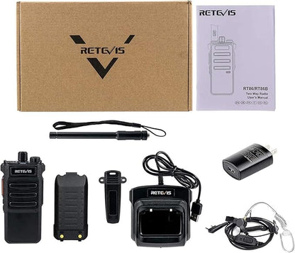 Retevis RT86 2 Way Radio Long Range with Earpiece, Professional Walkie Talkie High Power,Commercial Work Radio Bulk,Heavy Duty Two Way Radio Rechargeable, for Industry Construction Warehouse(10 Pack)