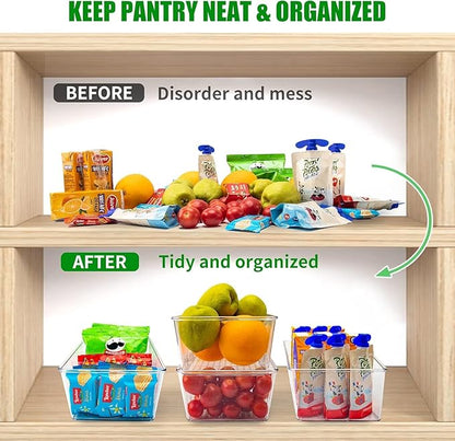 7 Pack Pantry Organizers and Storage,Clear Plastic Bins for Kitchen,Fridge,Refrigerator,Cabinet Organization and Storage,4 compartment Snack Containers for Spice Packets,Tea bag