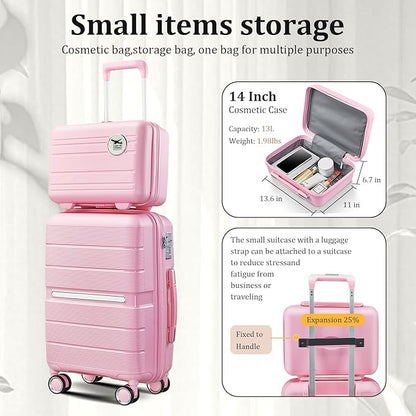 4-Piece Hardshell Luggage Set with TSA Locks, Expandable Suitcases and Silent Spinner Wheels - Vibrant Colors for Easy Identification (14/20/24/28 Inch) - Family Travel Suitcase Sets